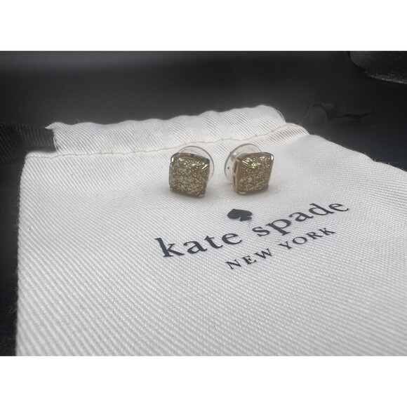 KATE Spade Gold Sparkle Stud Earrings NWT - Picture 13 of 13